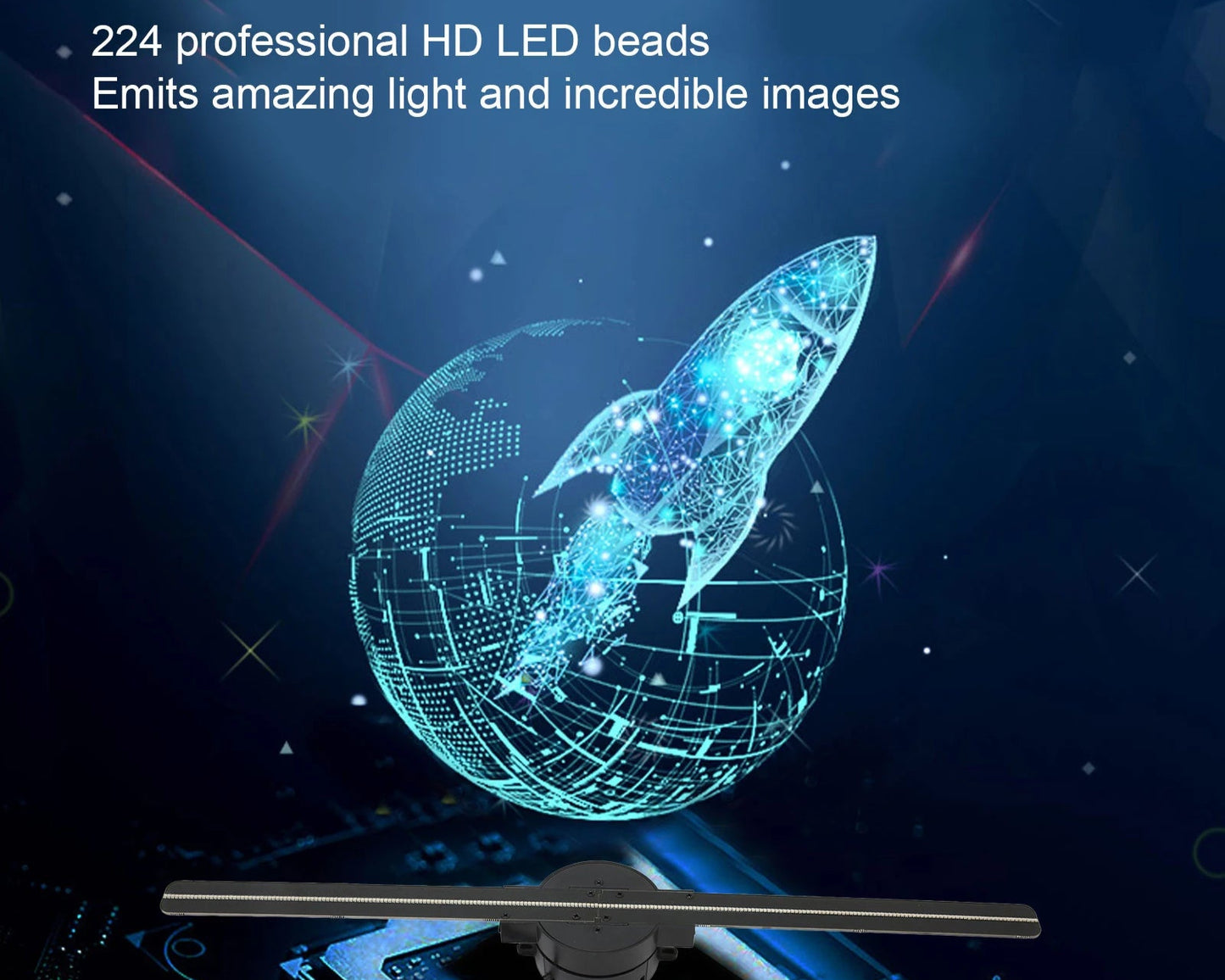 3D Hologram Fan 16.5In 2000X224 Wifi 3D Projector with 224 LED Light Beads for Business Store Advertising 100‑240V